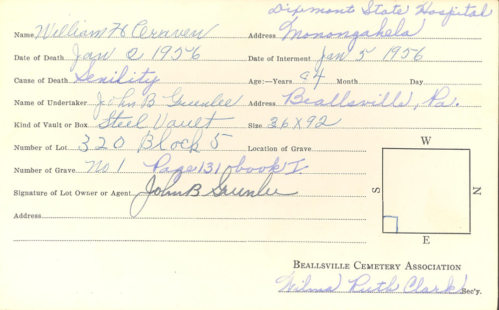 burial card